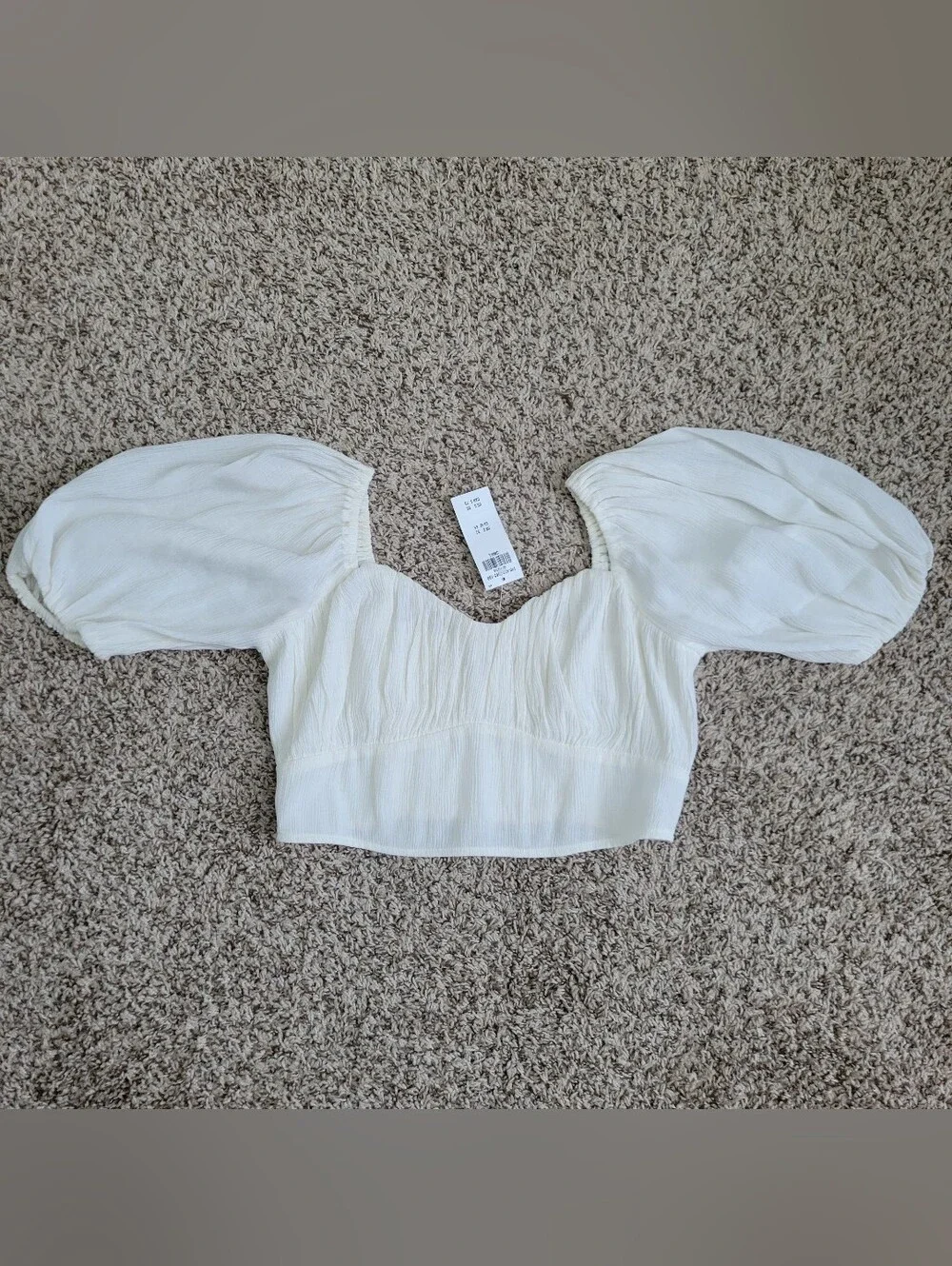 Abercrombie & Fitch Blouse Top Shirt White Ivory Chiffon Boho Crop Small NWT